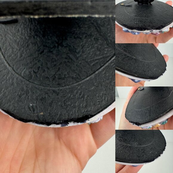 Vtg Tabletop Oval Mini Pic Frame Iridescent Purple w 3D Roses Flowers Ribbons - Picture 6 of 13